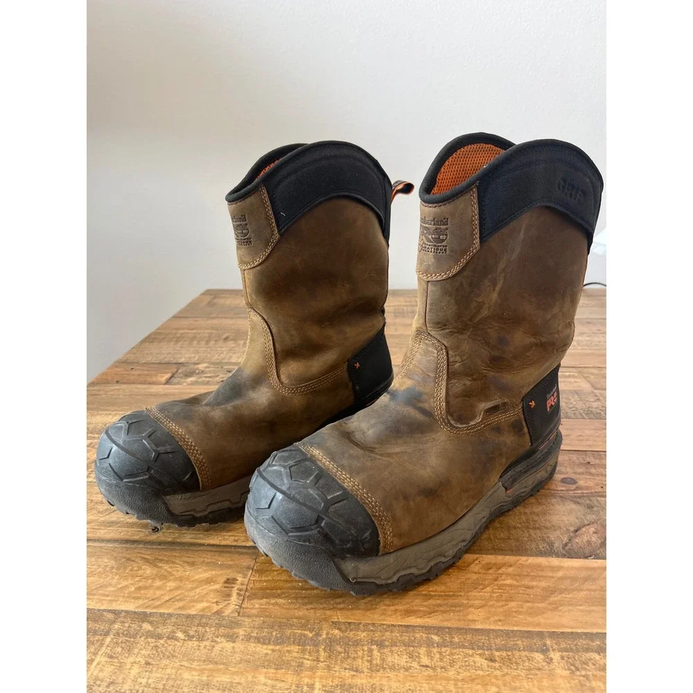 Timberland PRO True Grit Pull-On Composite Toe Work‎ Boots Brown Mens 13M A6473